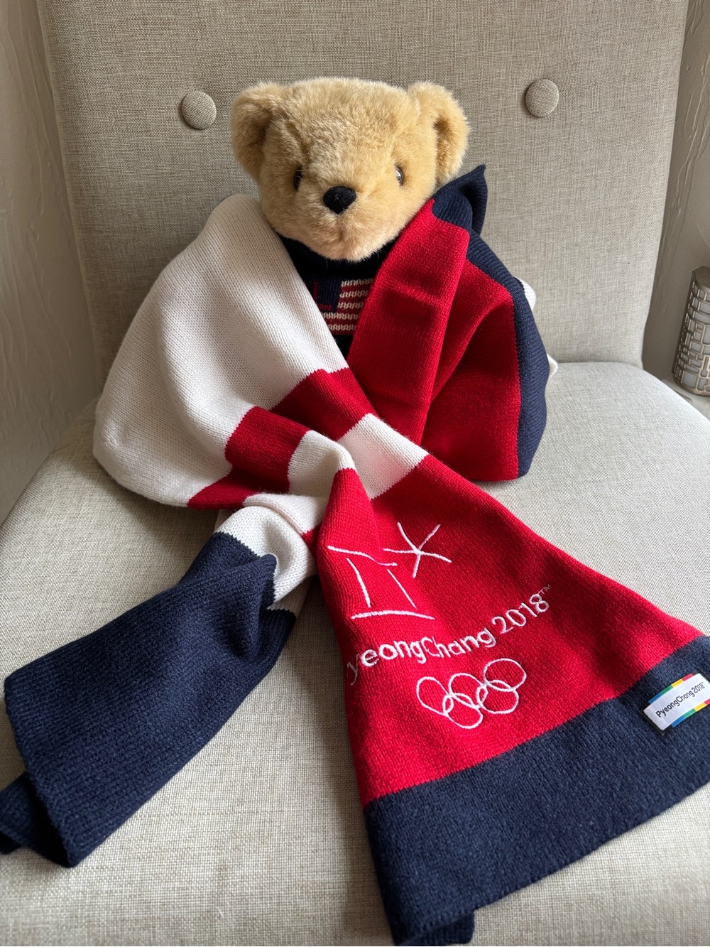 USA Scarf PyeongChang 2018 Winter Olympics Knit Scarf - Red White Blue